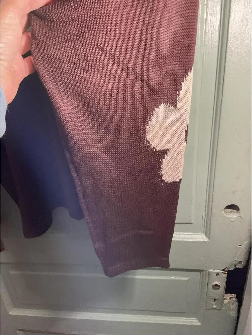 Lightweight Brown Open Knit Sweater with Tan Flower Design 3X Oversized